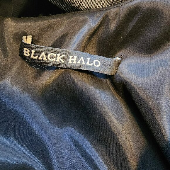 Black Halo Jackie O - Elegant Black Dress with Asymmetrical Neckline - Picture 3 of 6